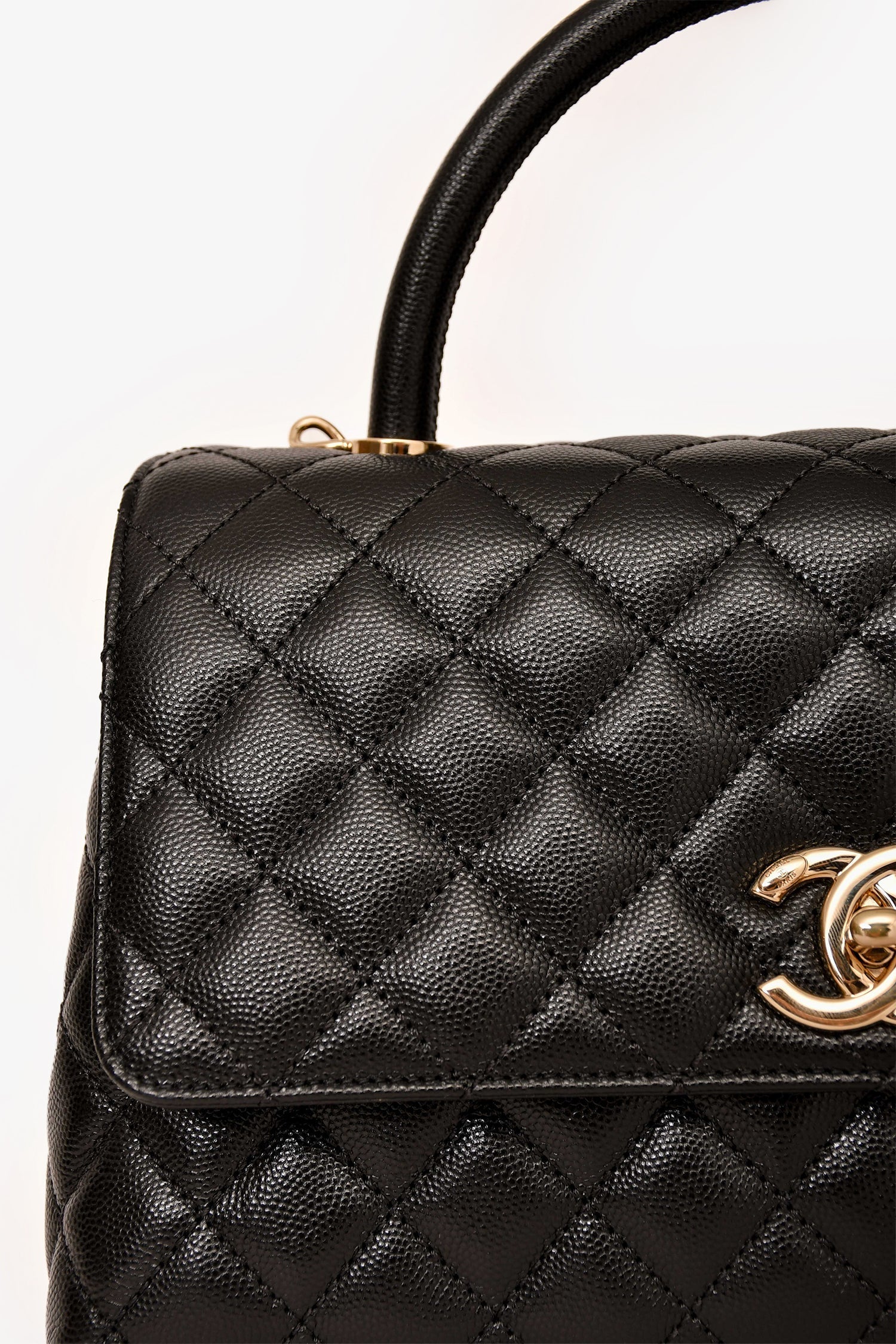 Chanel™ Black Caviar Leather Small Coco Handle with Strap