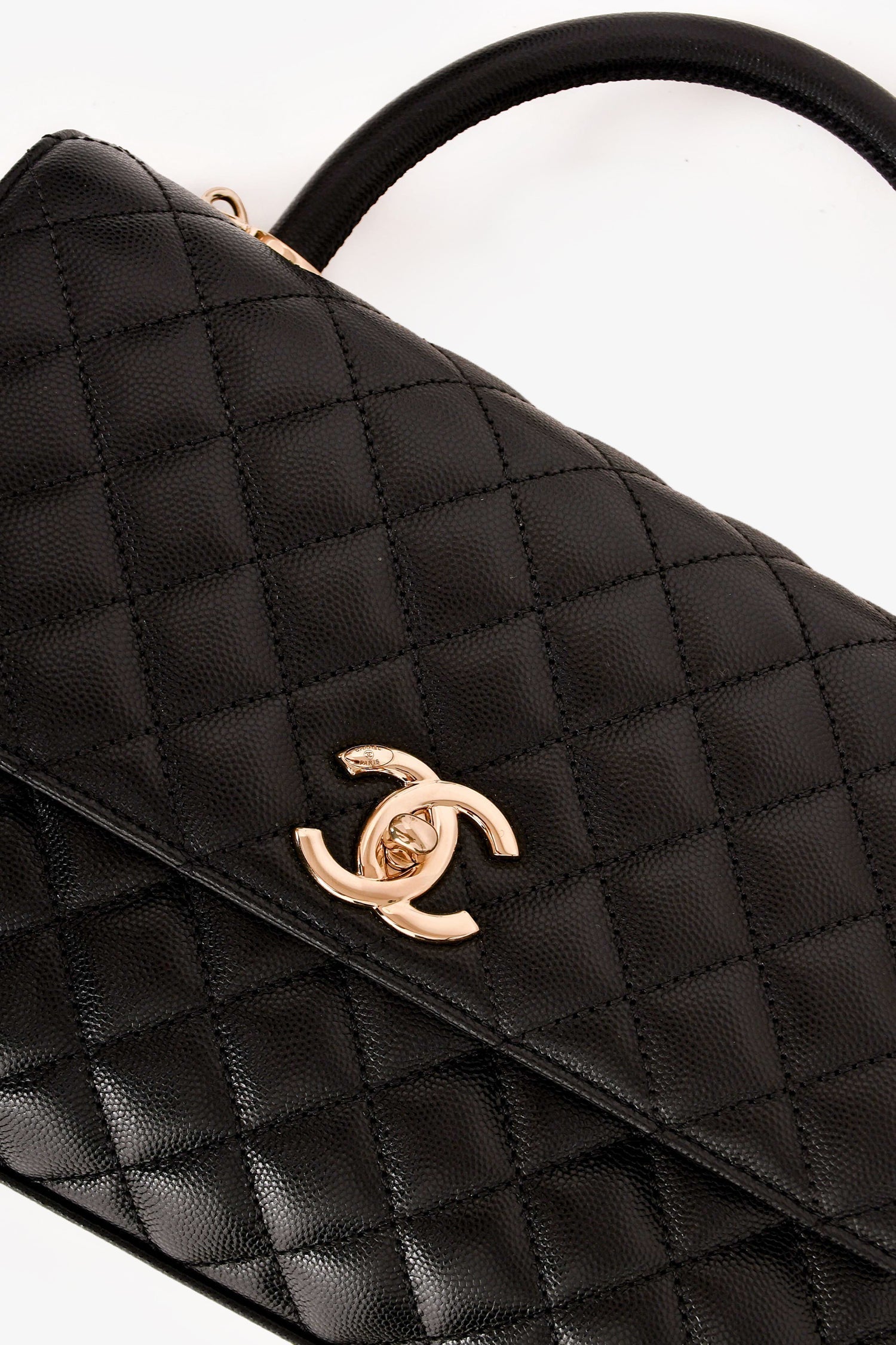 Chanel™ Black Caviar Leather Small Coco Handle with Strap