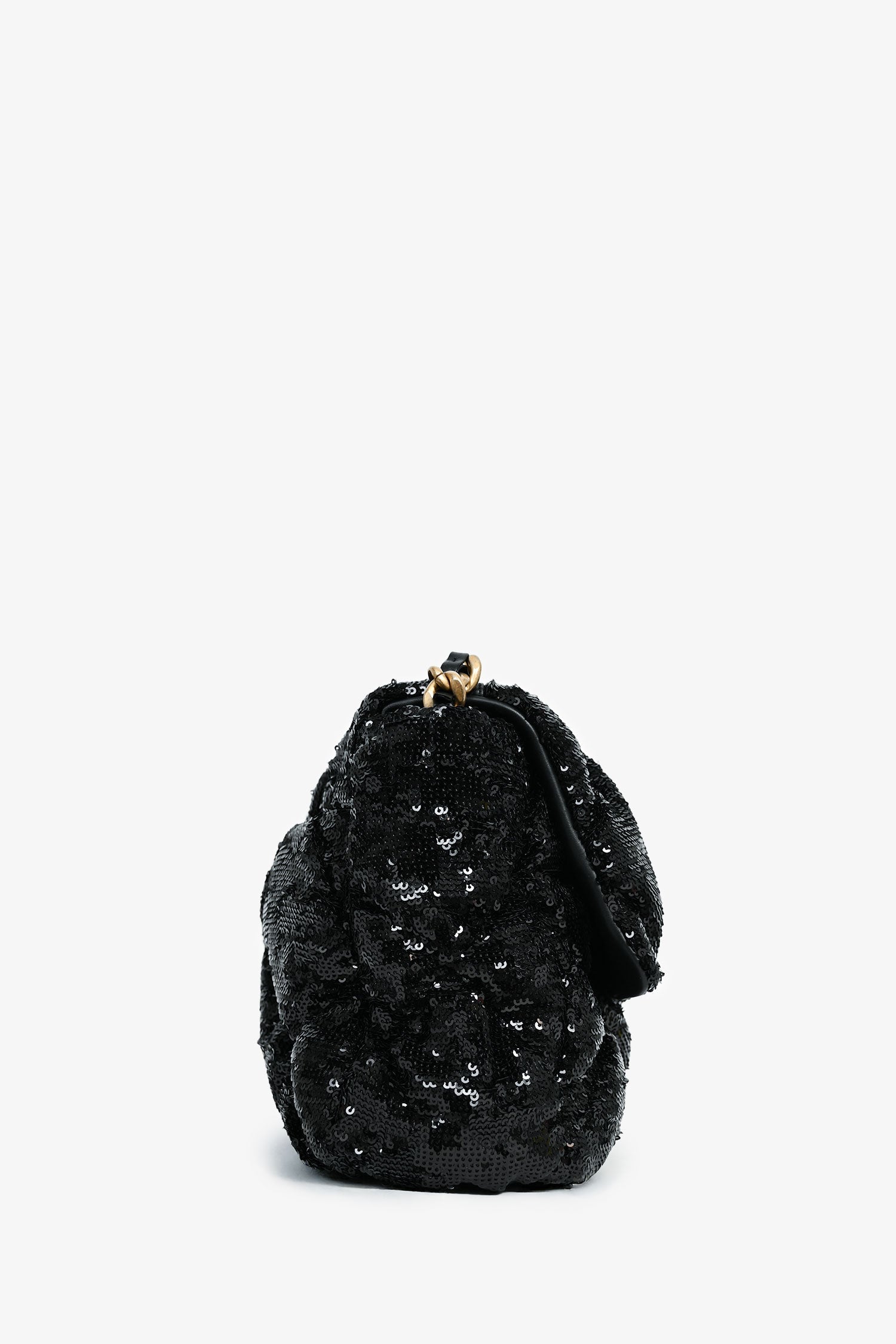 Chanel™ Black Sequin Tweed Large 19 Flap Bag