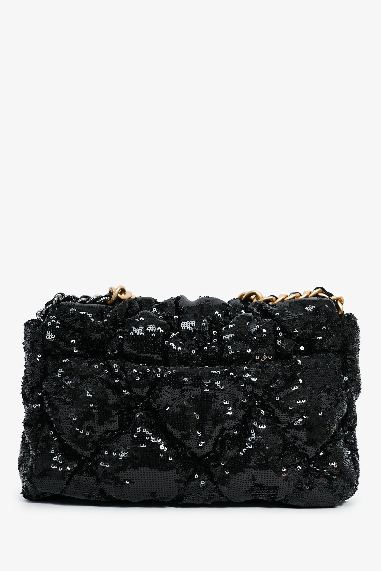 Chanel™ Black Sequin Tweed Large 19 Flap Bag