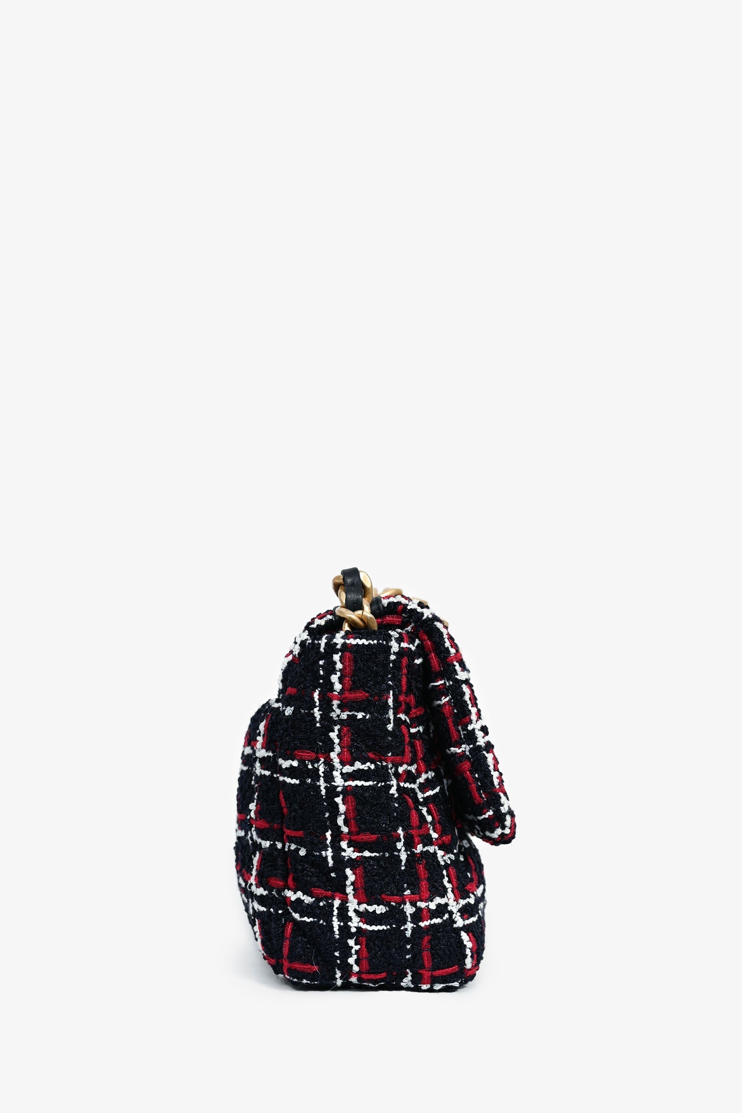 Chanel™ Black/Red/White Tweed Medium 19 Flap Shoulder Bag