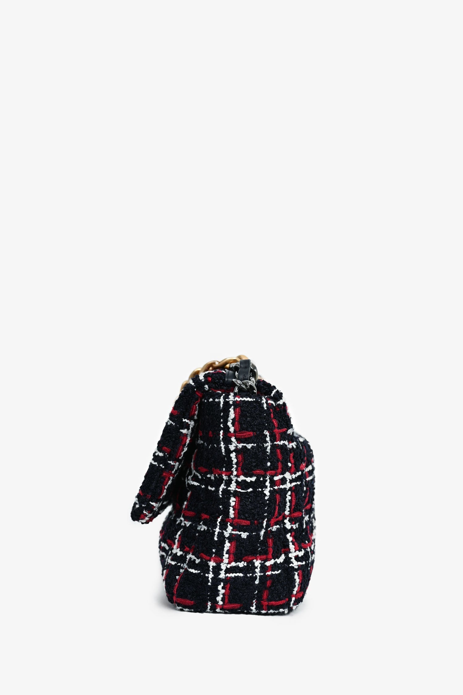 Chanel™ Black/Red/White Tweed Medium 19 Flap Shoulder Bag