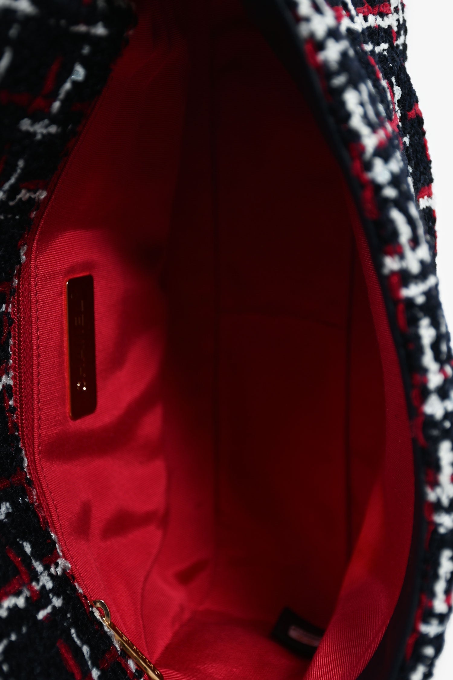Chanel™ Black/Red/White Tweed Medium 19 Flap Shoulder Bag