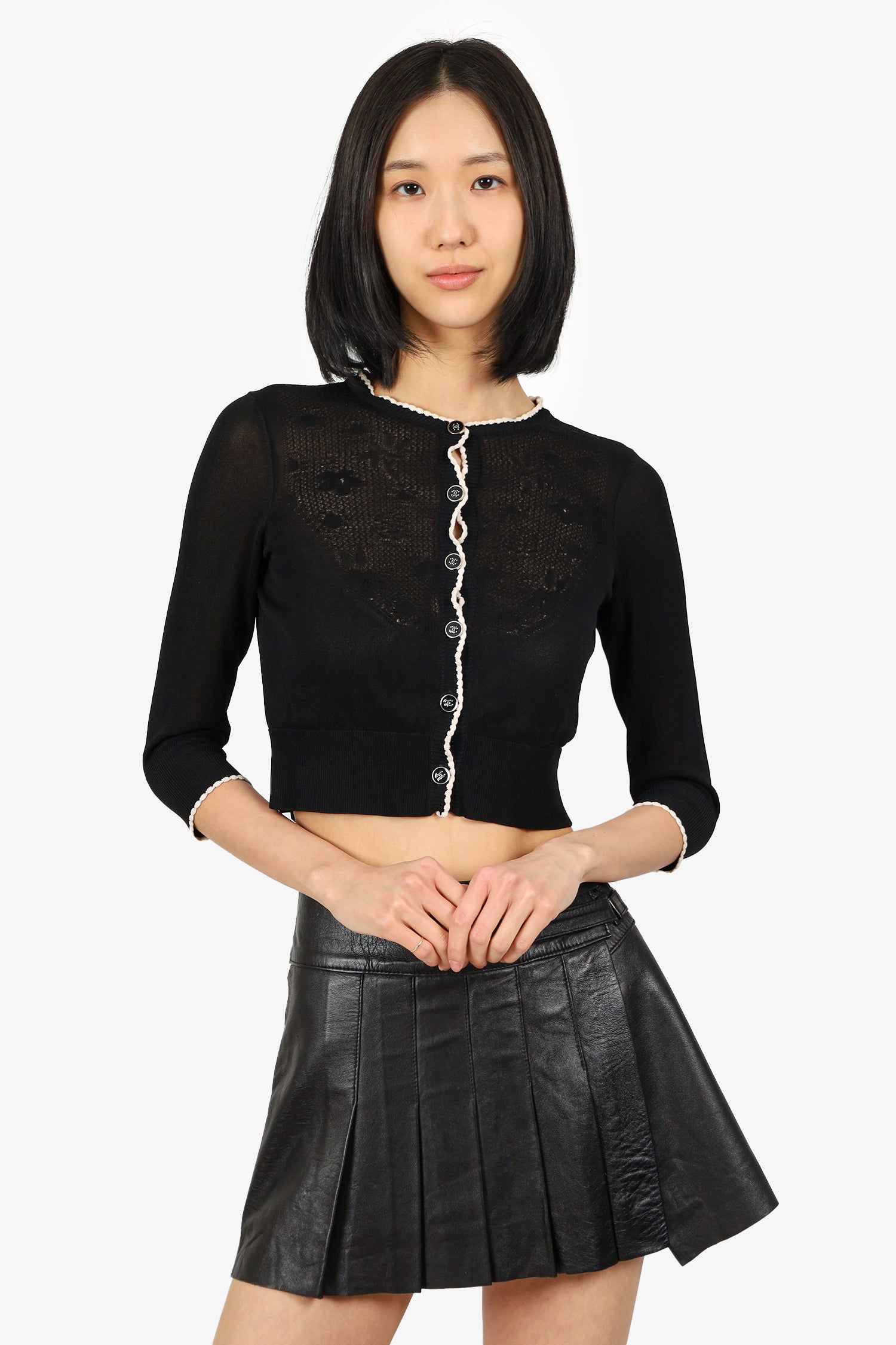 Chanel™ 24B Black Knit Cardigan Size 34