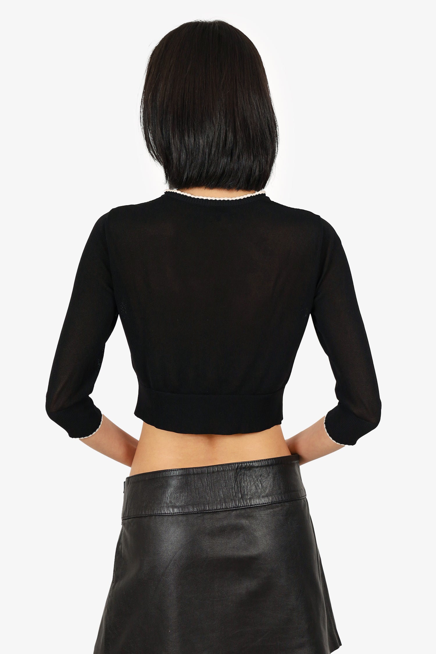Chanel™ 24B Black Knit Cardigan Size 34
