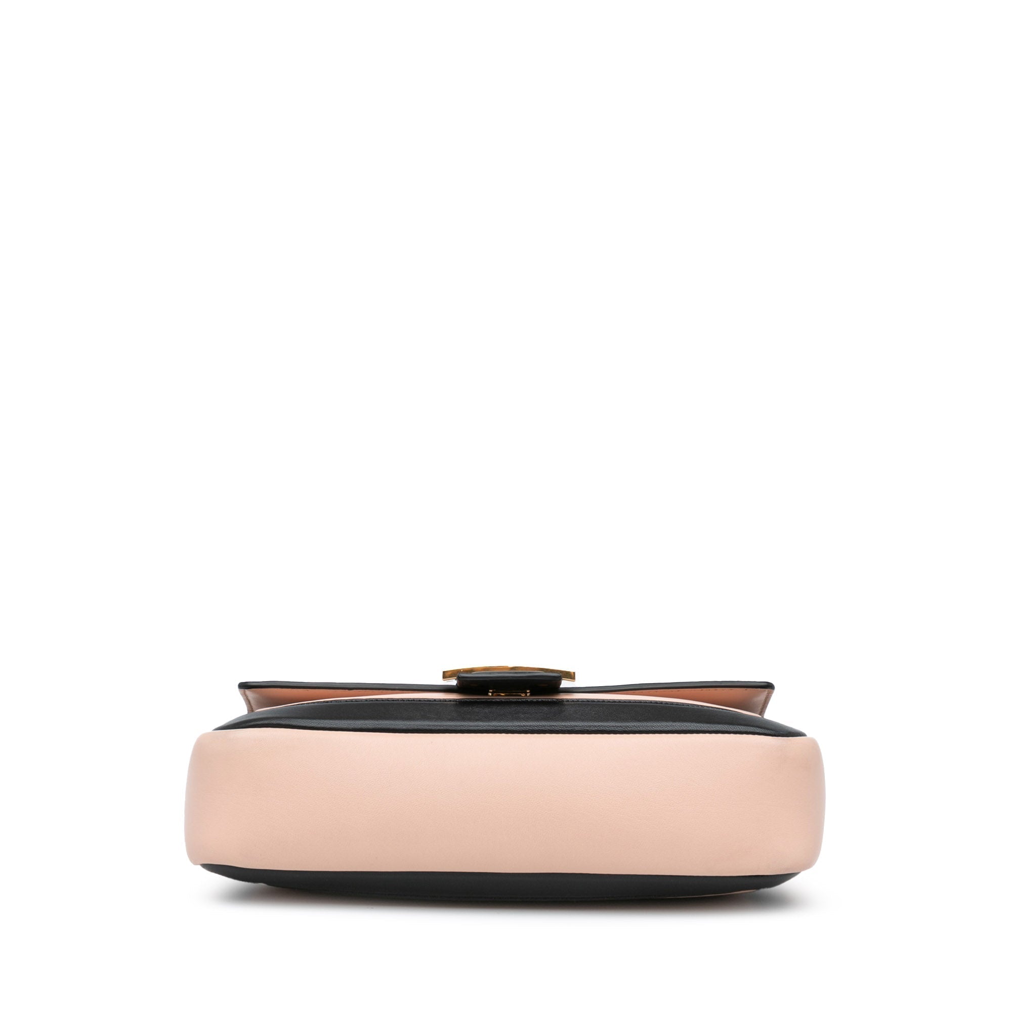 Blush Fendi Bicolor Leather Chain Midi Baguette Shoulder Bag