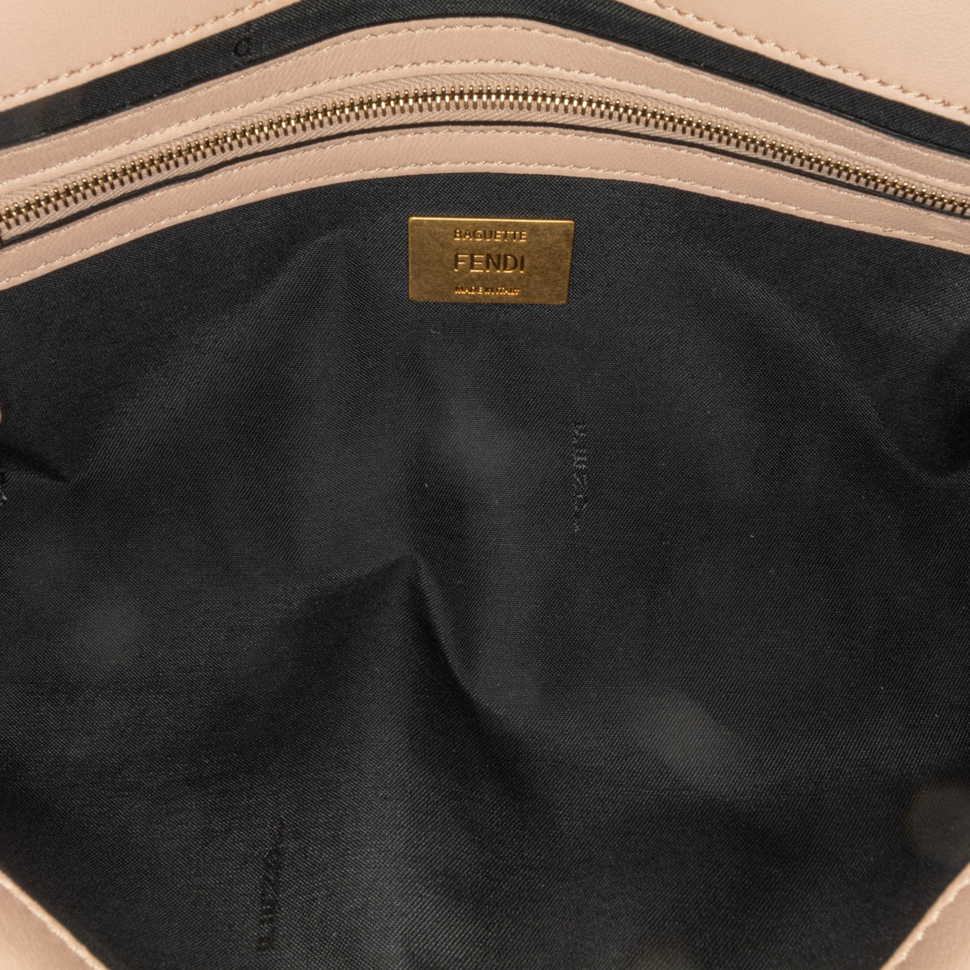 Blush Fendi Bicolor Leather Chain Midi Baguette Shoulder Bag