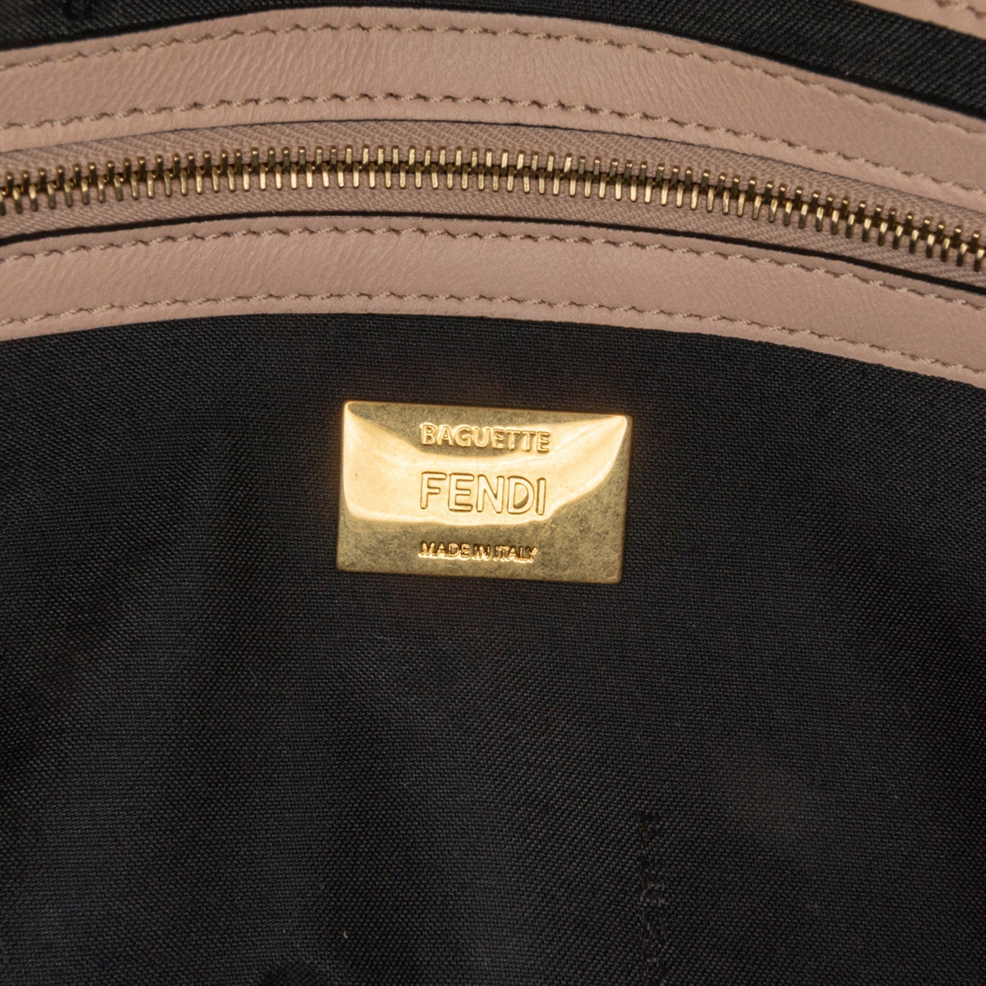 Blush Fendi Bicolor Leather Chain Midi Baguette Shoulder Bag