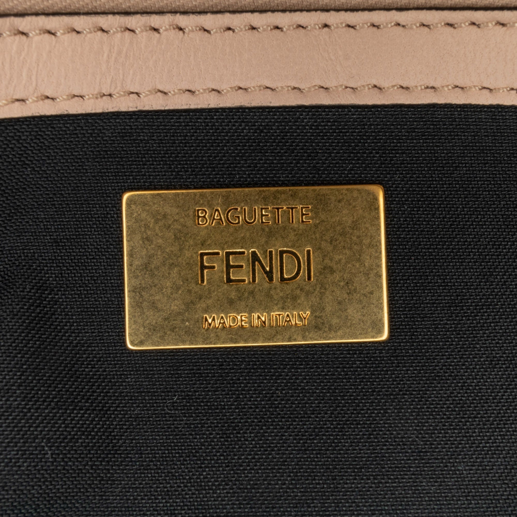 Blush Fendi Bicolor Leather Chain Midi Baguette Shoulder Bag