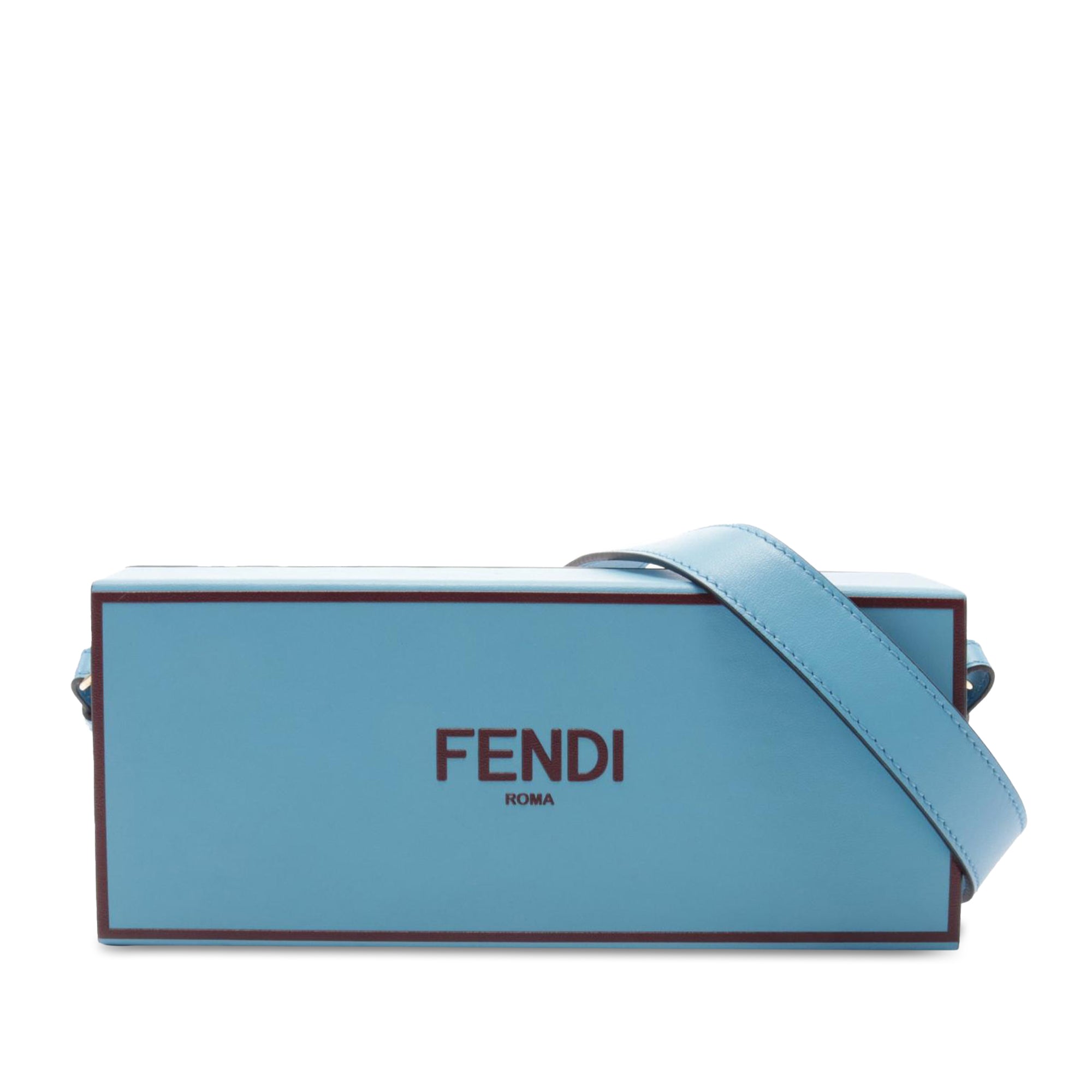 Blue Fendi Leather Horizontal Box Crossbody
