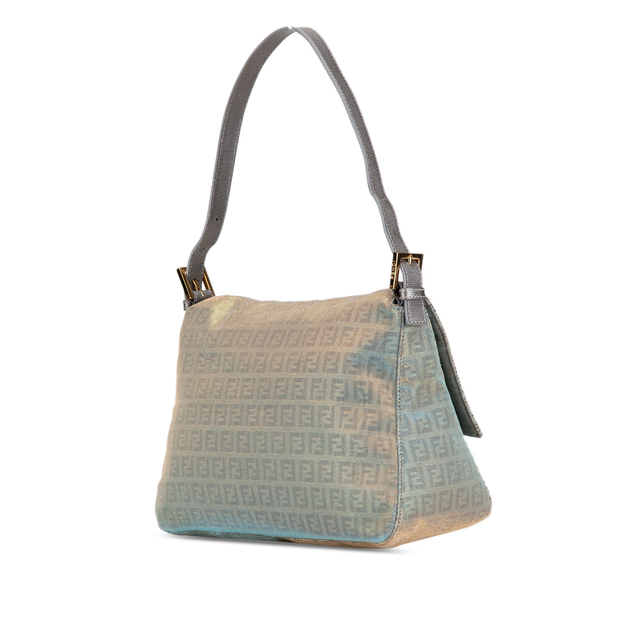 Gray Fendi Zucchino Canvas Metallic Mamma Forever Shoulder Bag