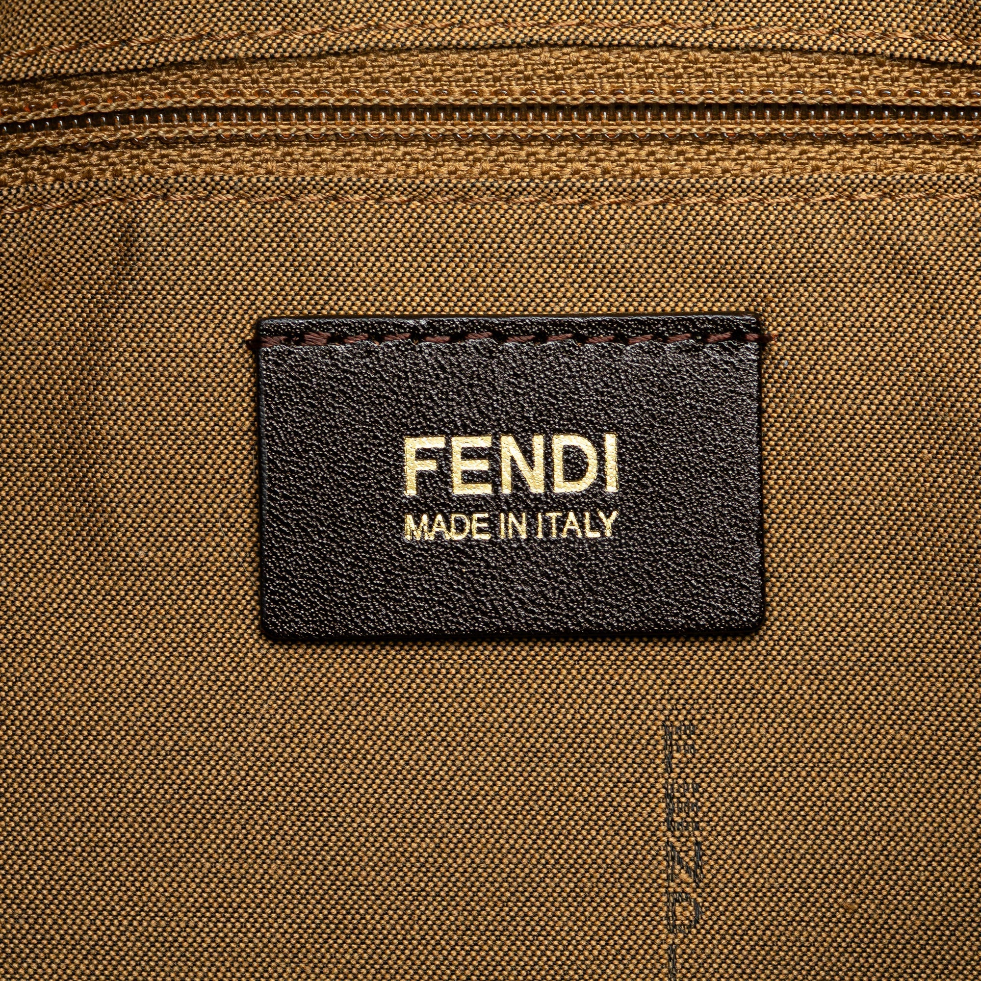 Gray Fendi Zucchino Canvas Metallic Mamma Forever Shoulder Bag