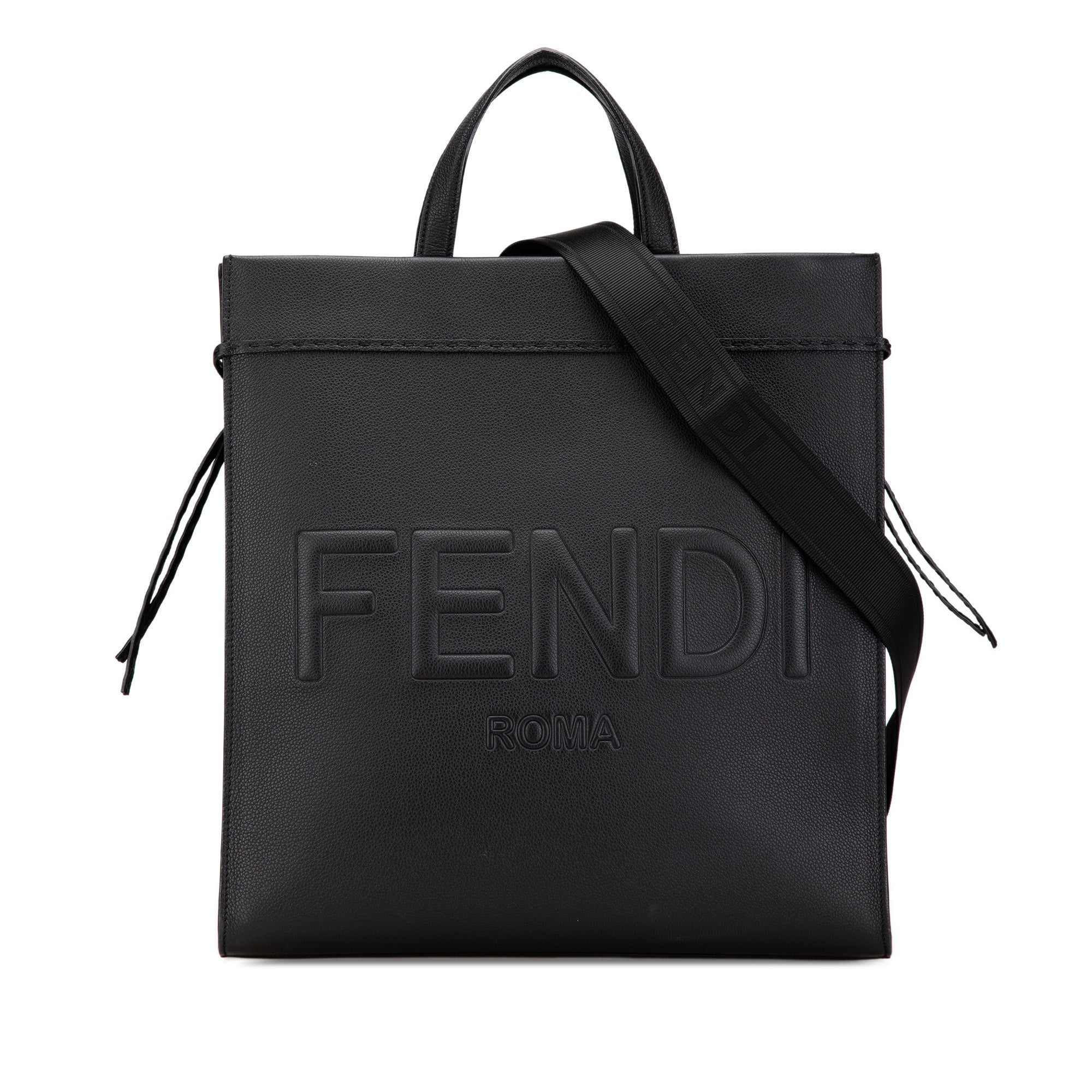 Black Fendi Medium Leather Roma Go To Shopper Satchel