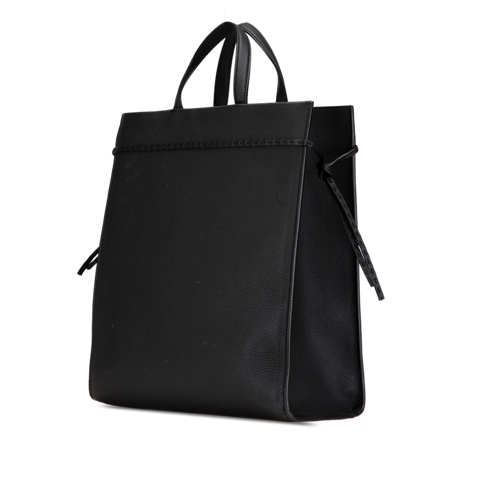 Black Fendi Medium Leather Roma Go To Shopper Satchel