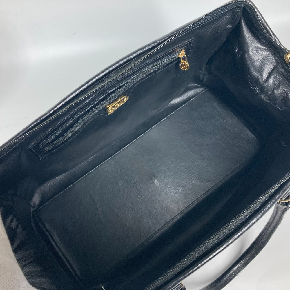 FENDI Handbag leather black Doctor bag logo Women Used