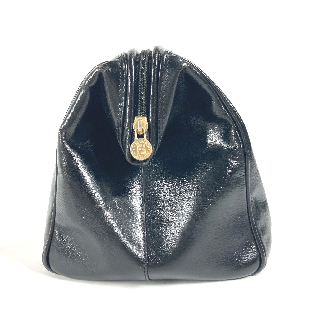FENDI Handbag leather black Doctor bag logo Women Used