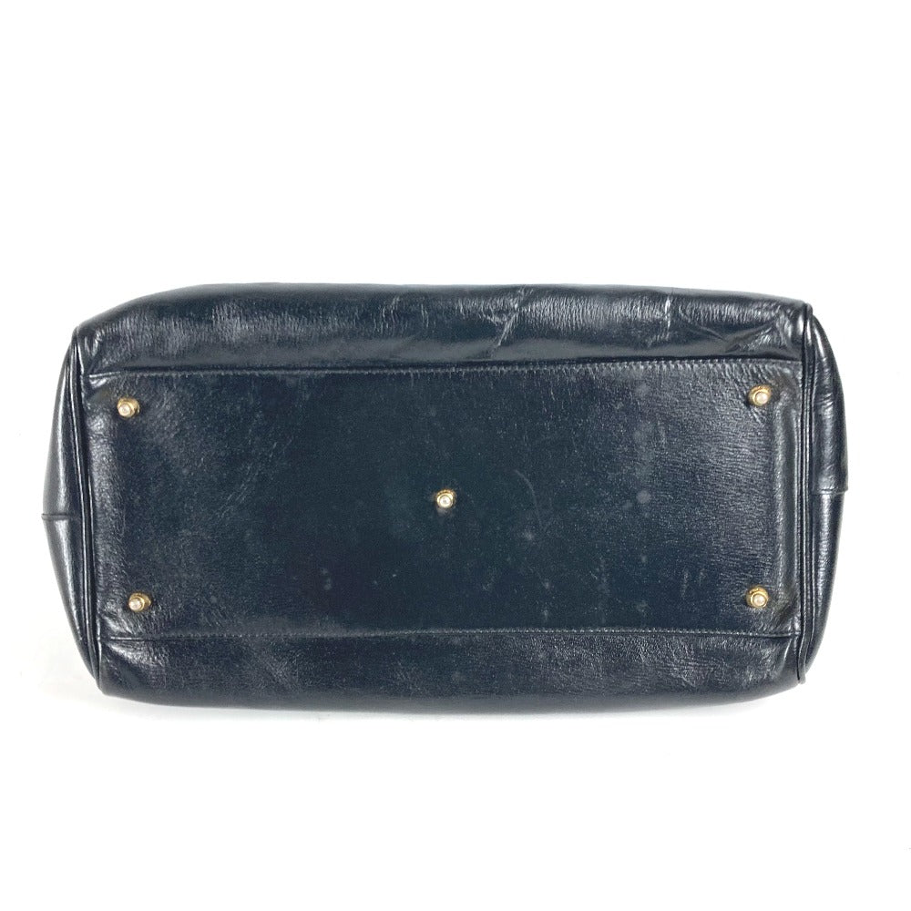 FENDI Handbag leather black Doctor bag logo Women Used