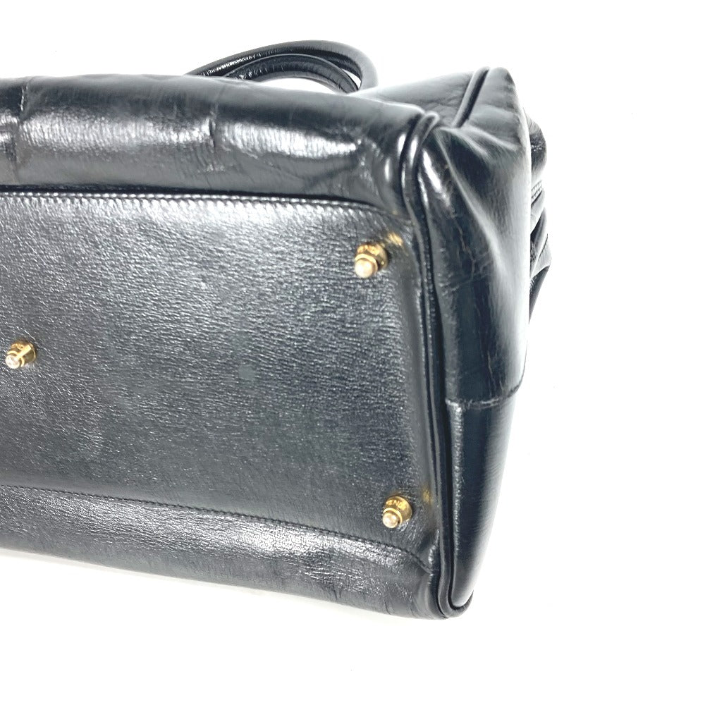 FENDI Handbag leather black Doctor bag logo Women Used