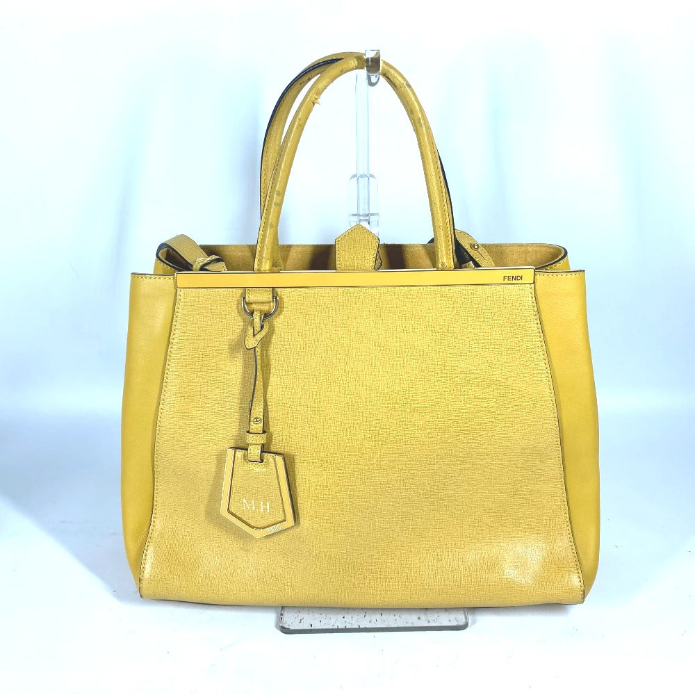 FENDI Handbag 8BH250 leather yellow Shoulder Bag Shoulder Bag Tote Bag To joule Women Used
