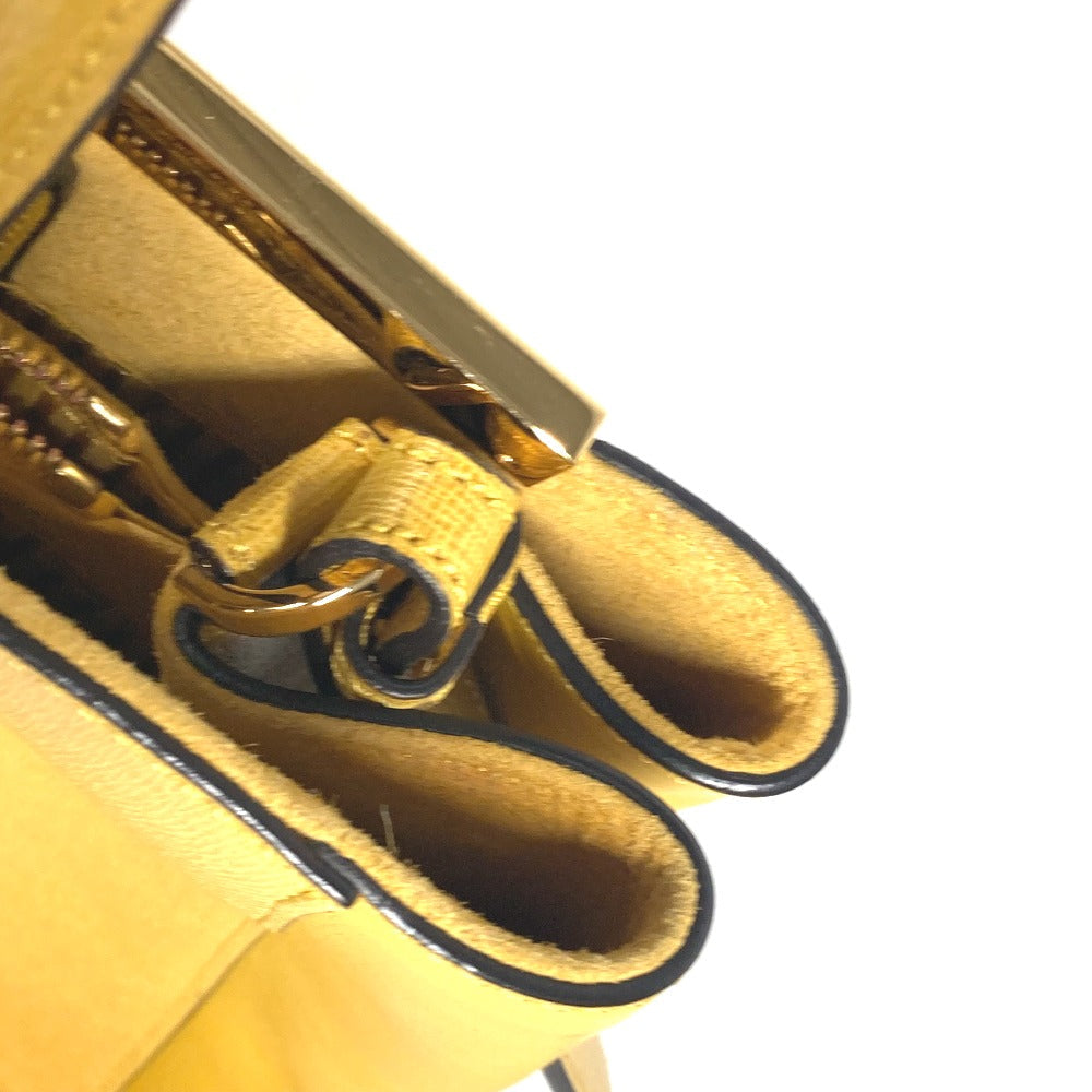 FENDI Handbag 8BH250 leather yellow Shoulder Bag Shoulder Bag Tote Bag To joule Women Used