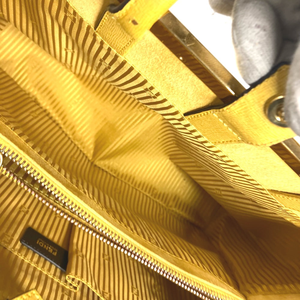 FENDI Handbag 8BH250 leather yellow Shoulder Bag Shoulder Bag Tote Bag To joule Women Used