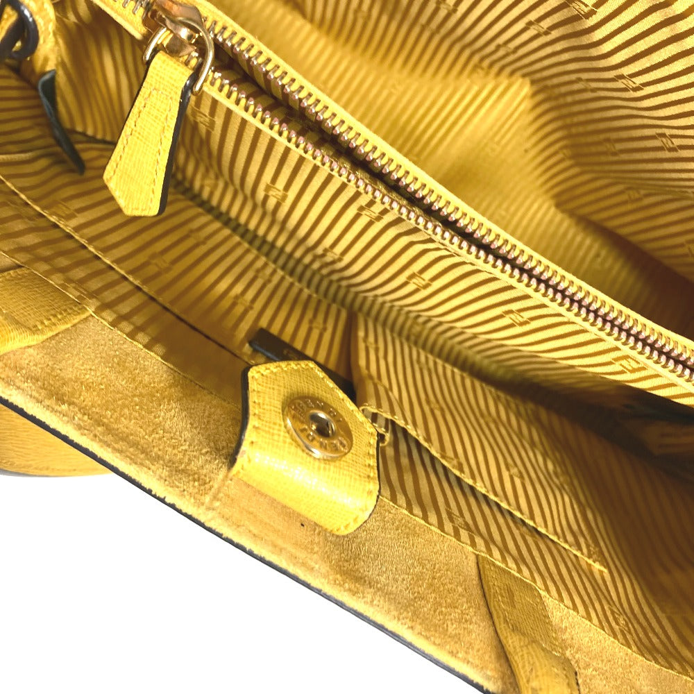 FENDI Handbag 8BH250 leather yellow Shoulder Bag Shoulder Bag Tote Bag To joule Women Used