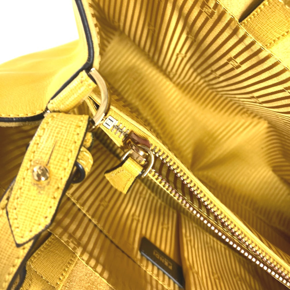 FENDI Handbag 8BH250 leather yellow Shoulder Bag Shoulder Bag Tote Bag To joule Women Used