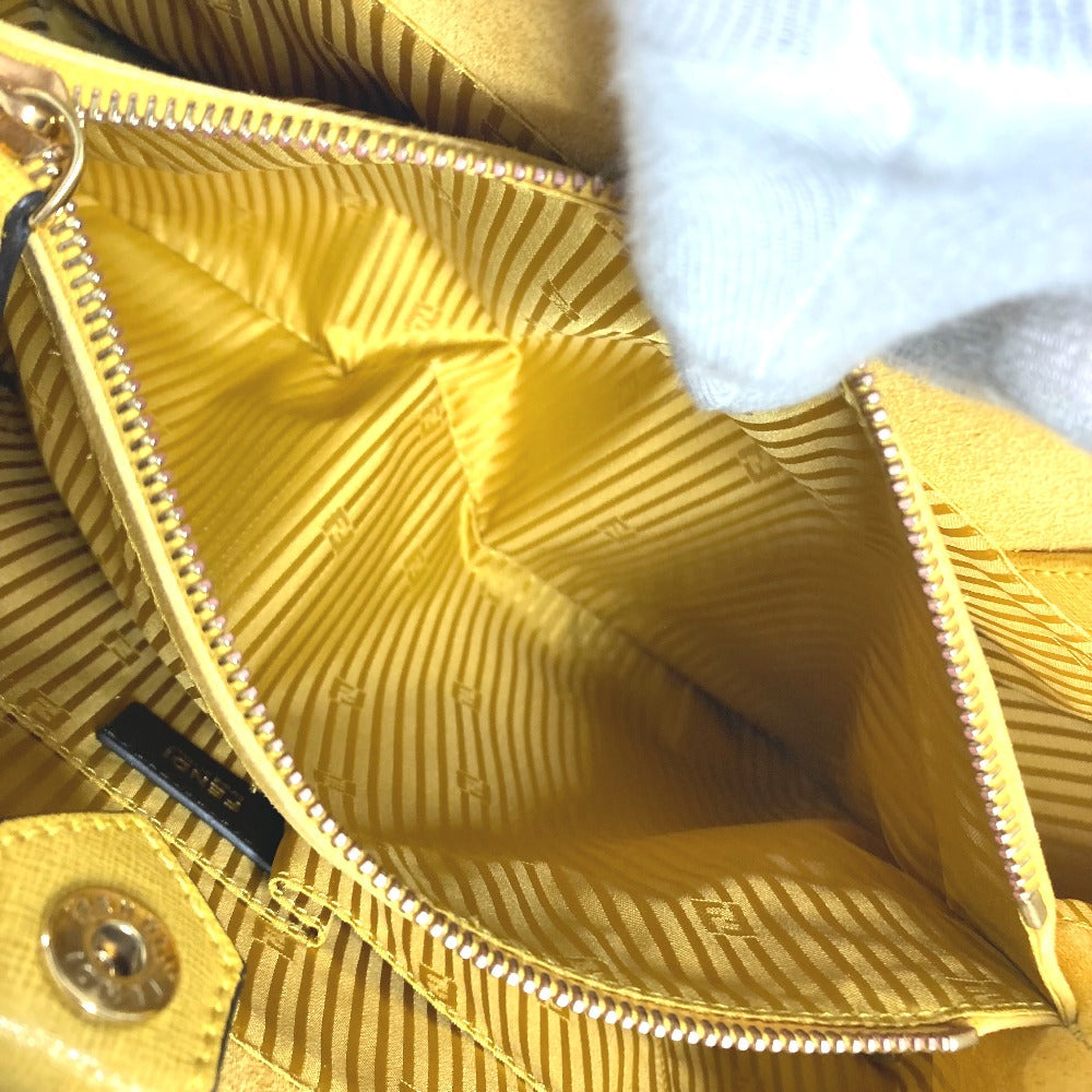 FENDI Handbag 8BH250 leather yellow Shoulder Bag Shoulder Bag Tote Bag To joule Women Used
