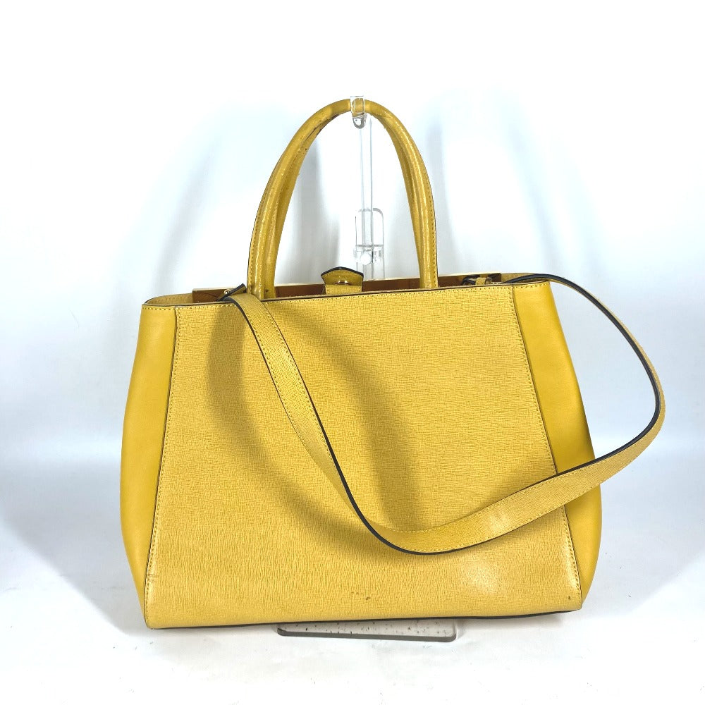 FENDI Handbag 8BH250 leather yellow Shoulder Bag Shoulder Bag Tote Bag To joule Women Used