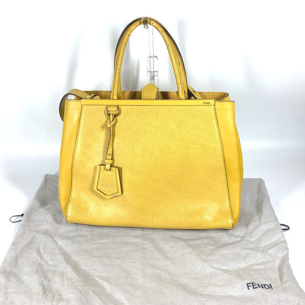 FENDI Handbag 8BH250 leather yellow Shoulder Bag Shoulder Bag Tote Bag To joule Women Used