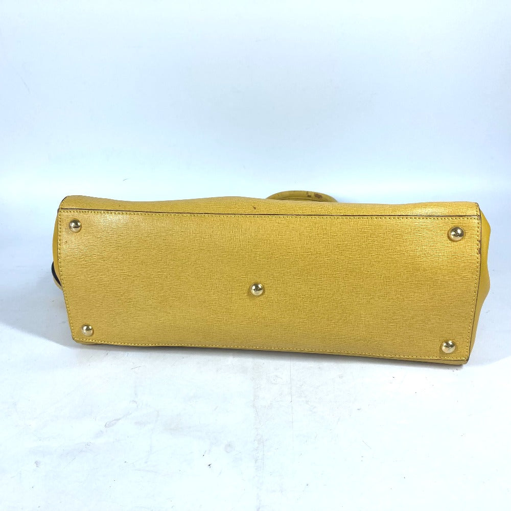 FENDI Handbag 8BH250 leather yellow Shoulder Bag Shoulder Bag Tote Bag To joule Women Used