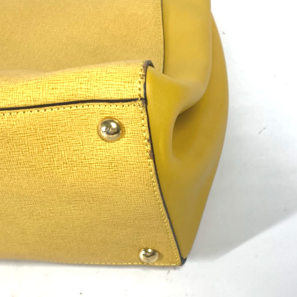 FENDI Handbag 8BH250 leather yellow Shoulder Bag Shoulder Bag Tote Bag To joule Women Used