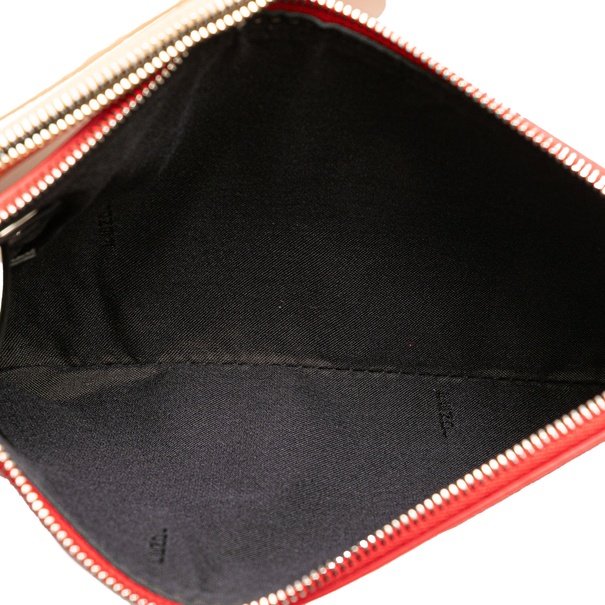 Beige Fendi Zucca Leather and Raffia Triplette Clutch