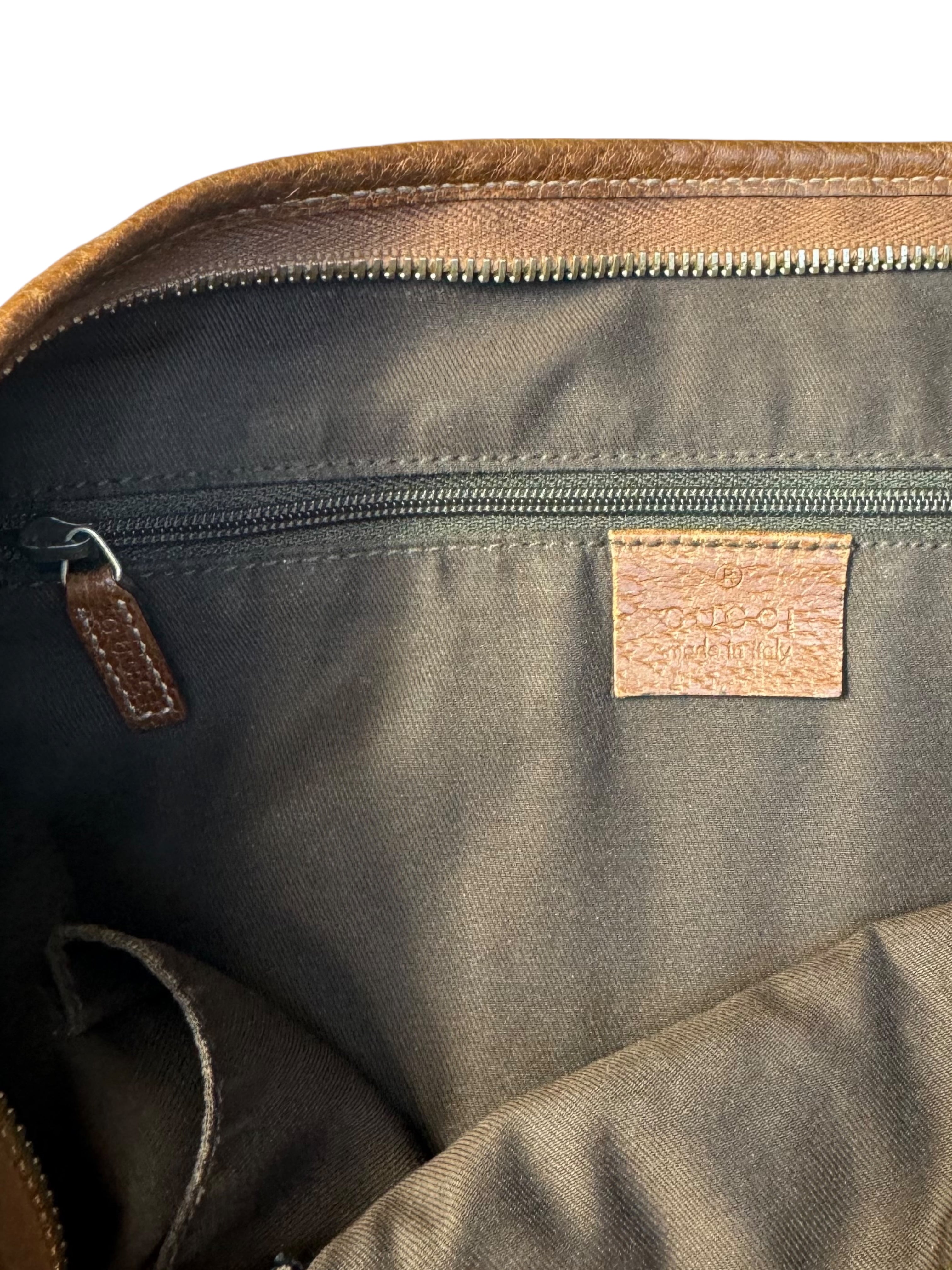00s Gucci GG Denim Abbey D-Ring Leather Crossbody Bag