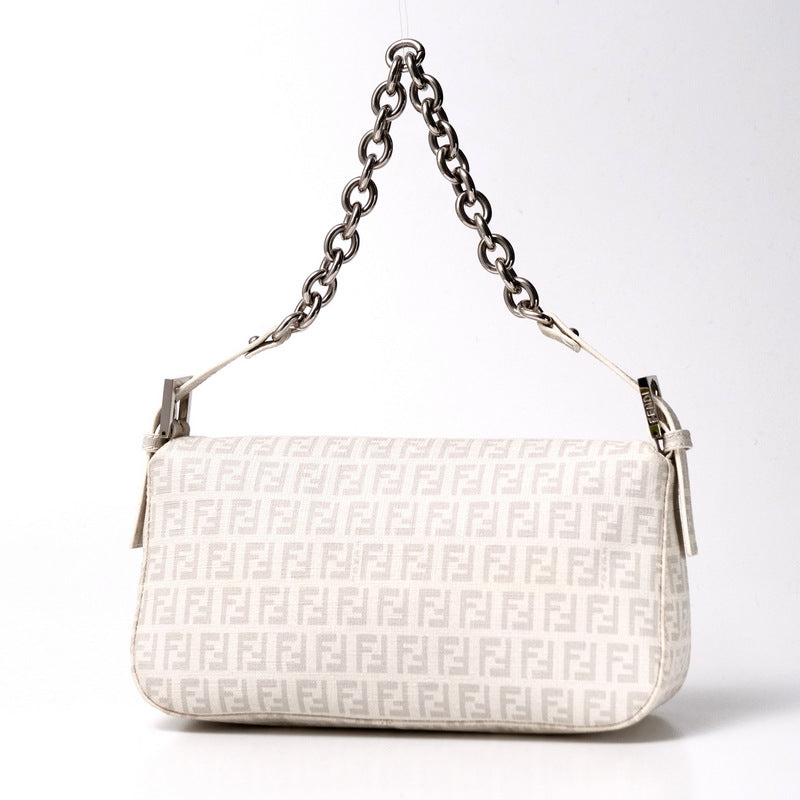 FENDI Handbag 8BR003 PVC White x gray Women Used