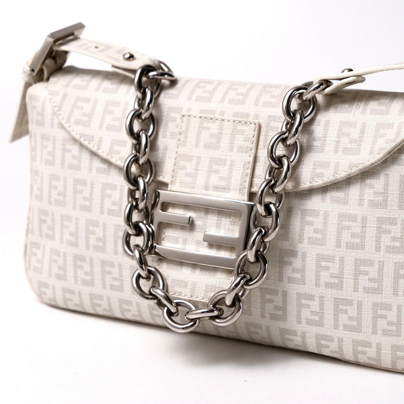 FENDI Handbag 8BR003 PVC White x gray Women Used