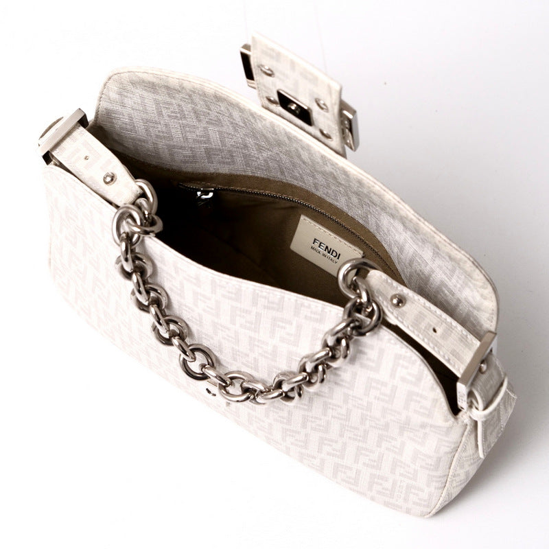 FENDI Handbag 8BR003 PVC White x gray Women Used