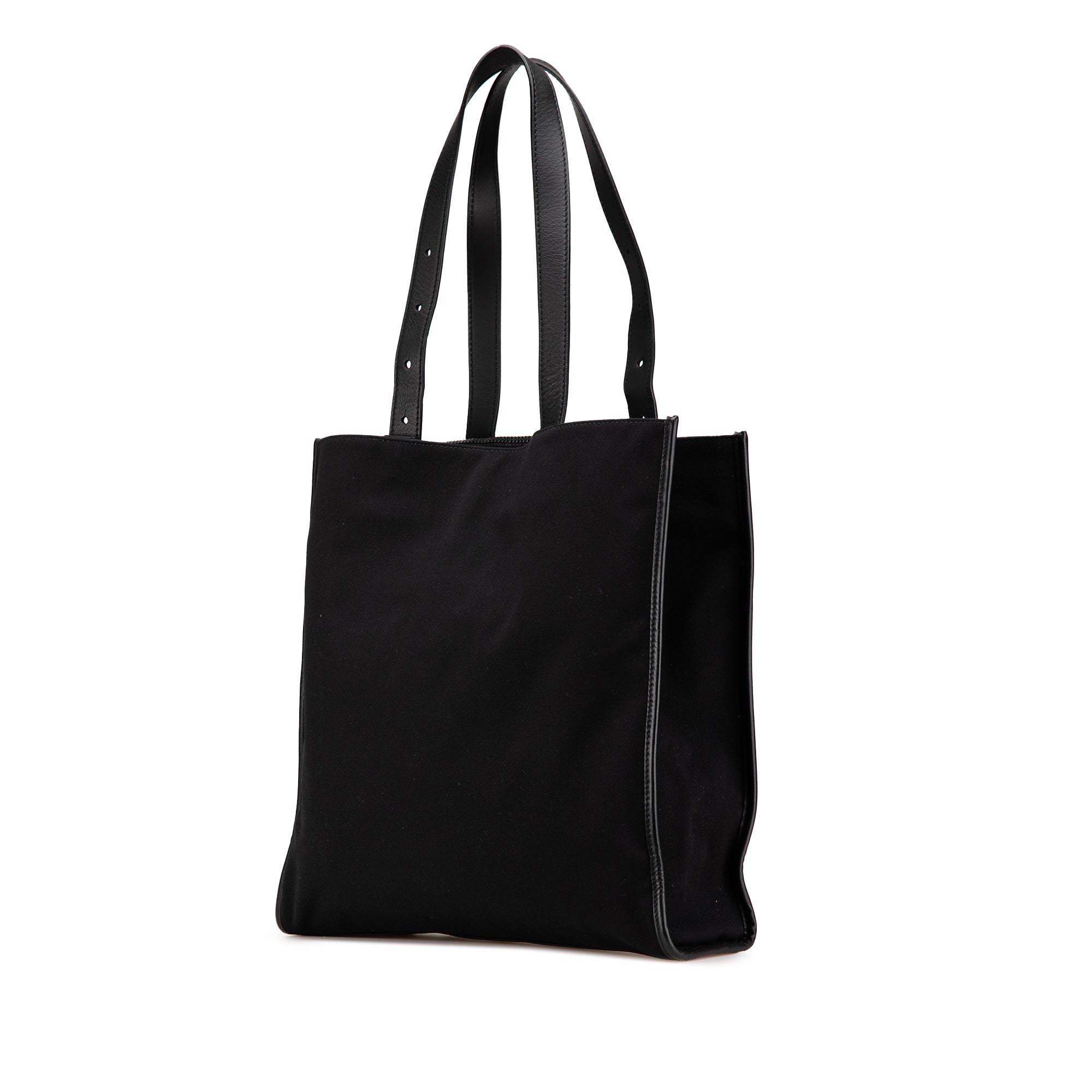 Black Fendi Canvas Logo Patch Tote