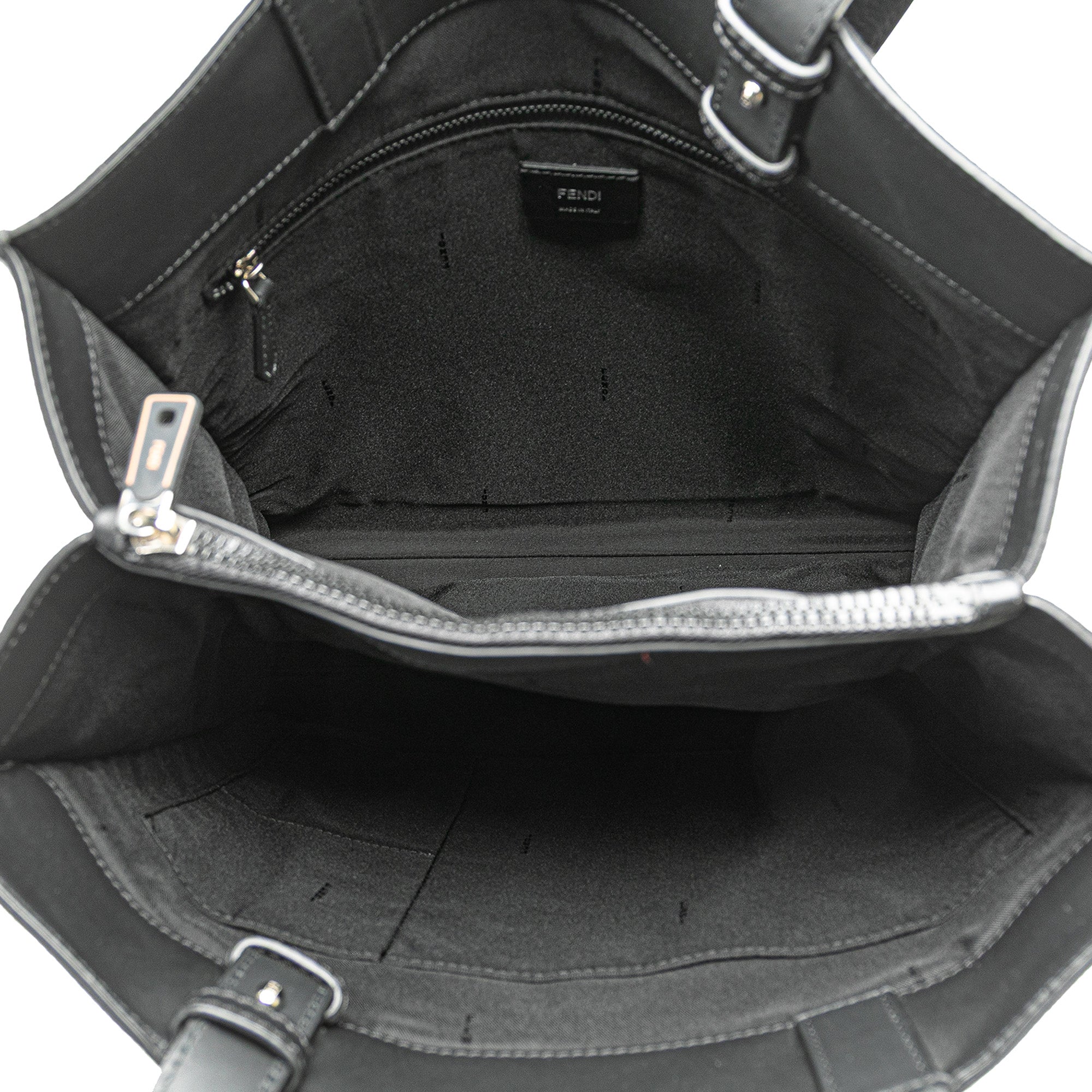 Black Fendi Canvas Logo Patch Tote