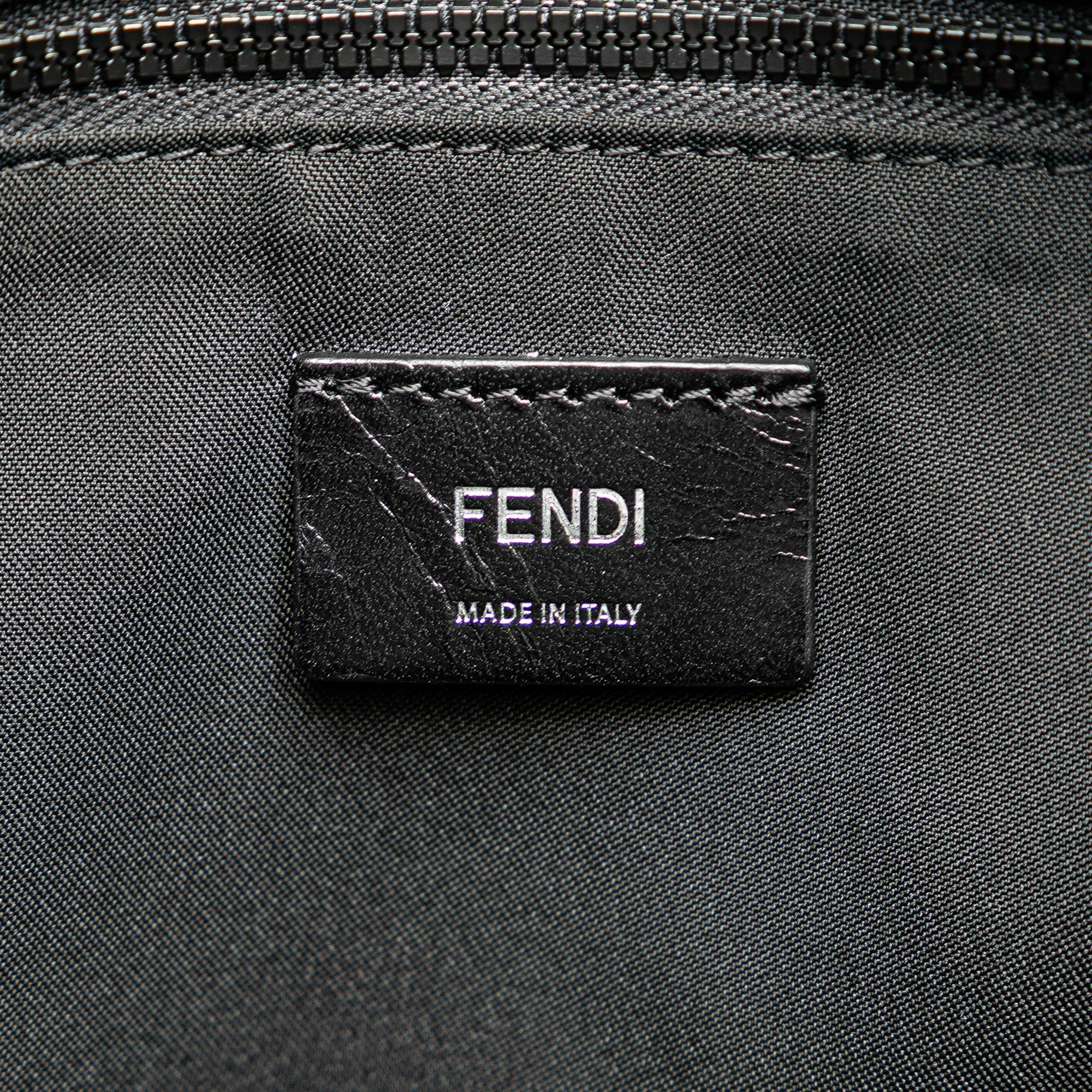 Black Fendi Canvas Logo Patch Tote