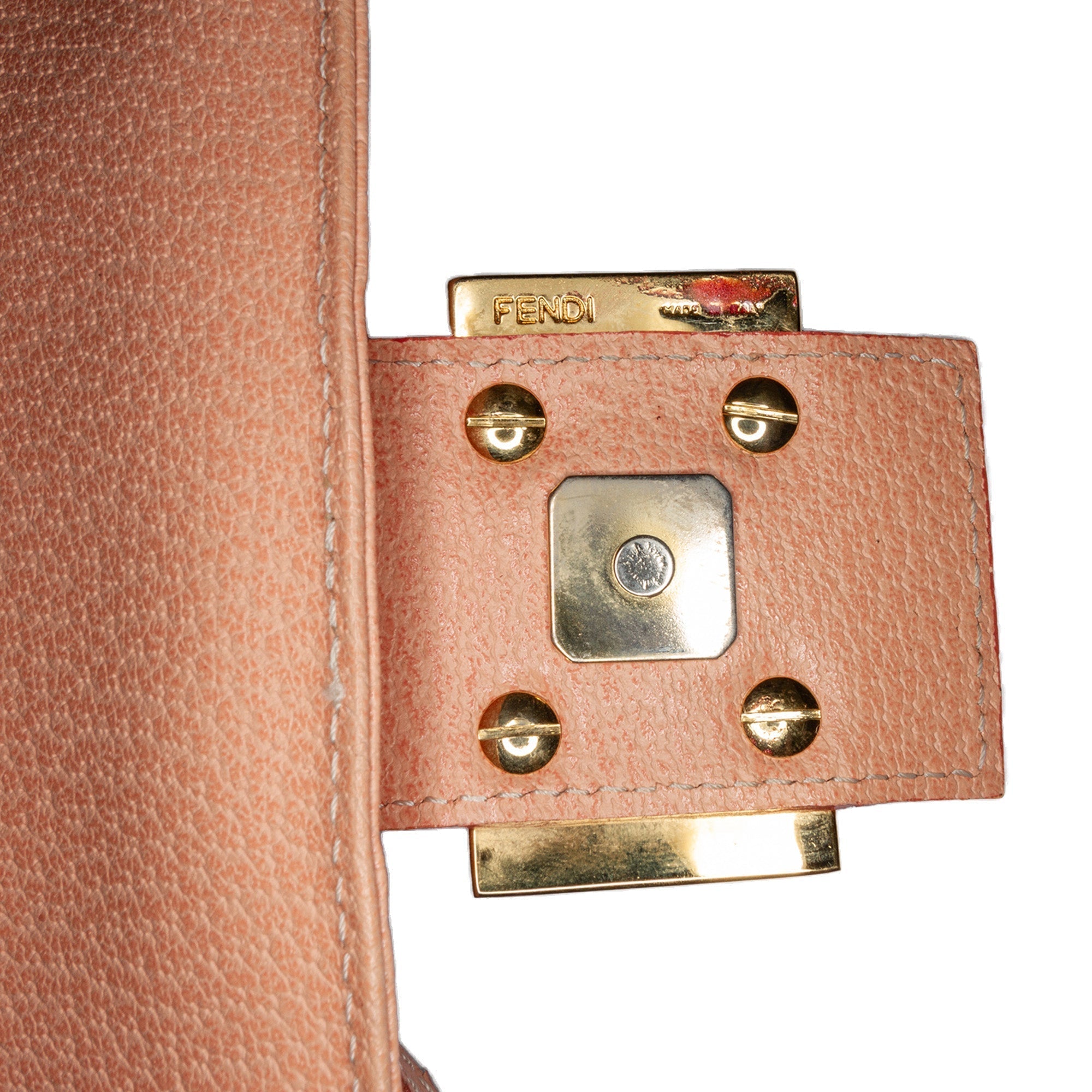 Orange Fendi Calfskin Baguette Shoulder Bag