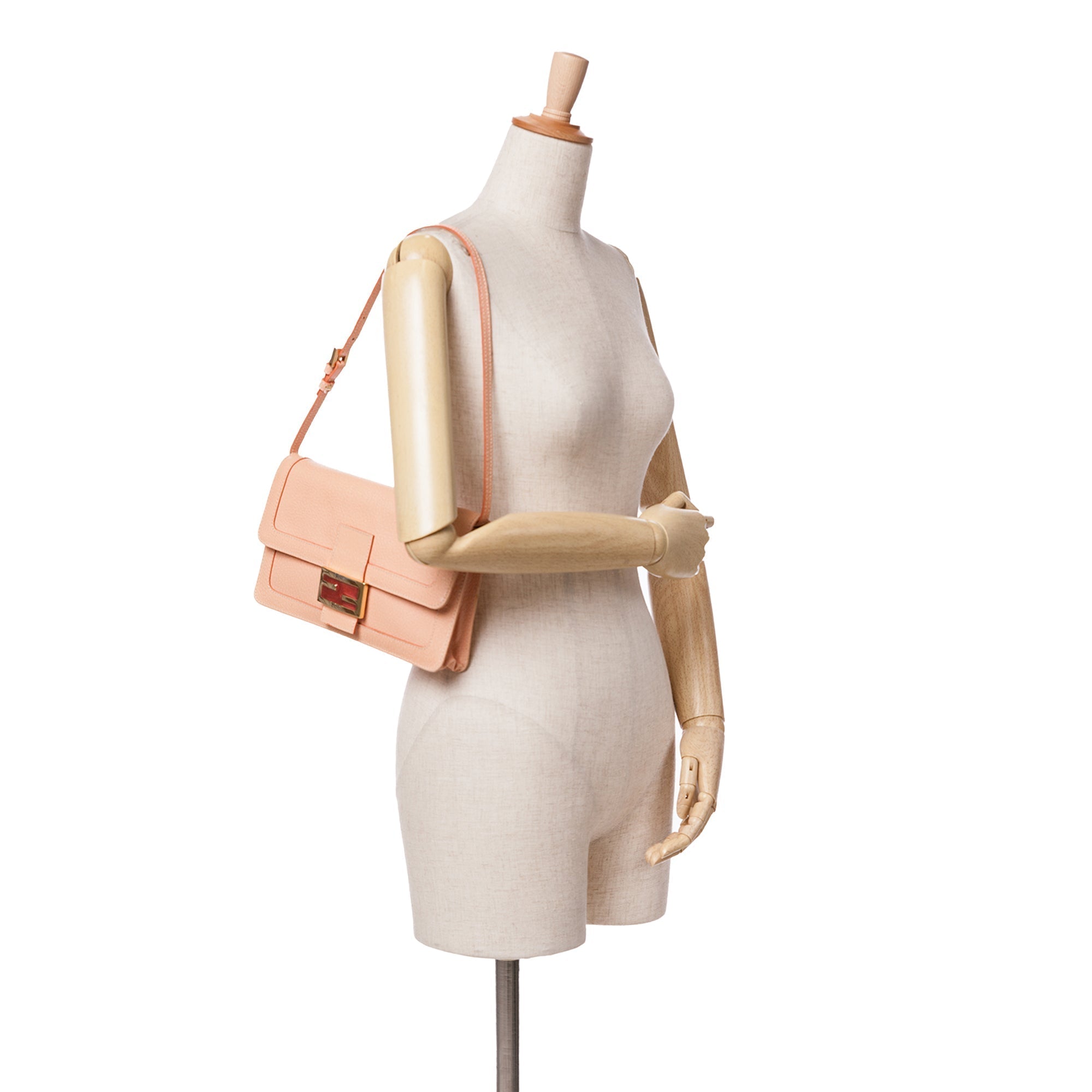 Orange Fendi Calfskin Baguette Shoulder Bag
