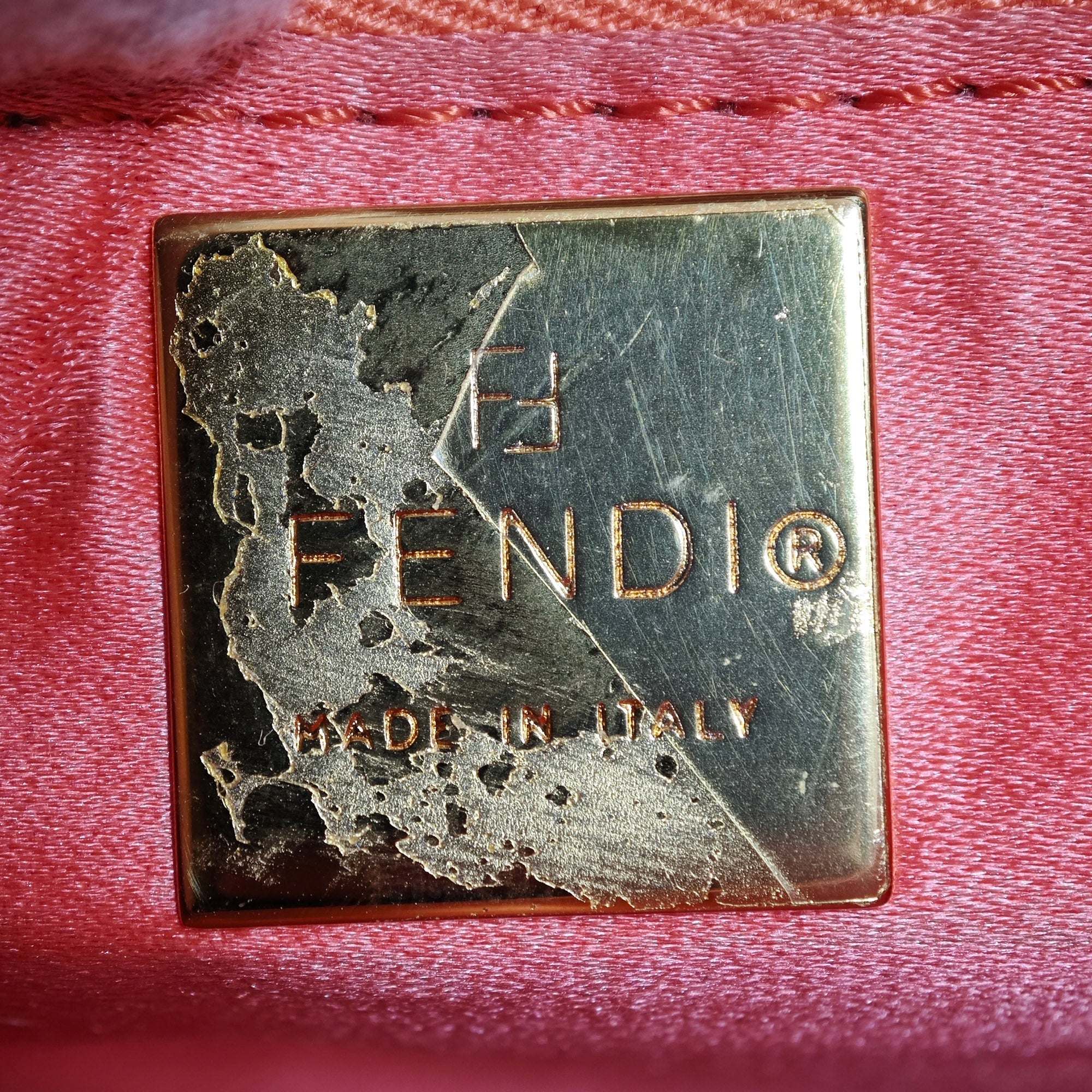Orange Fendi Calfskin Baguette Shoulder Bag