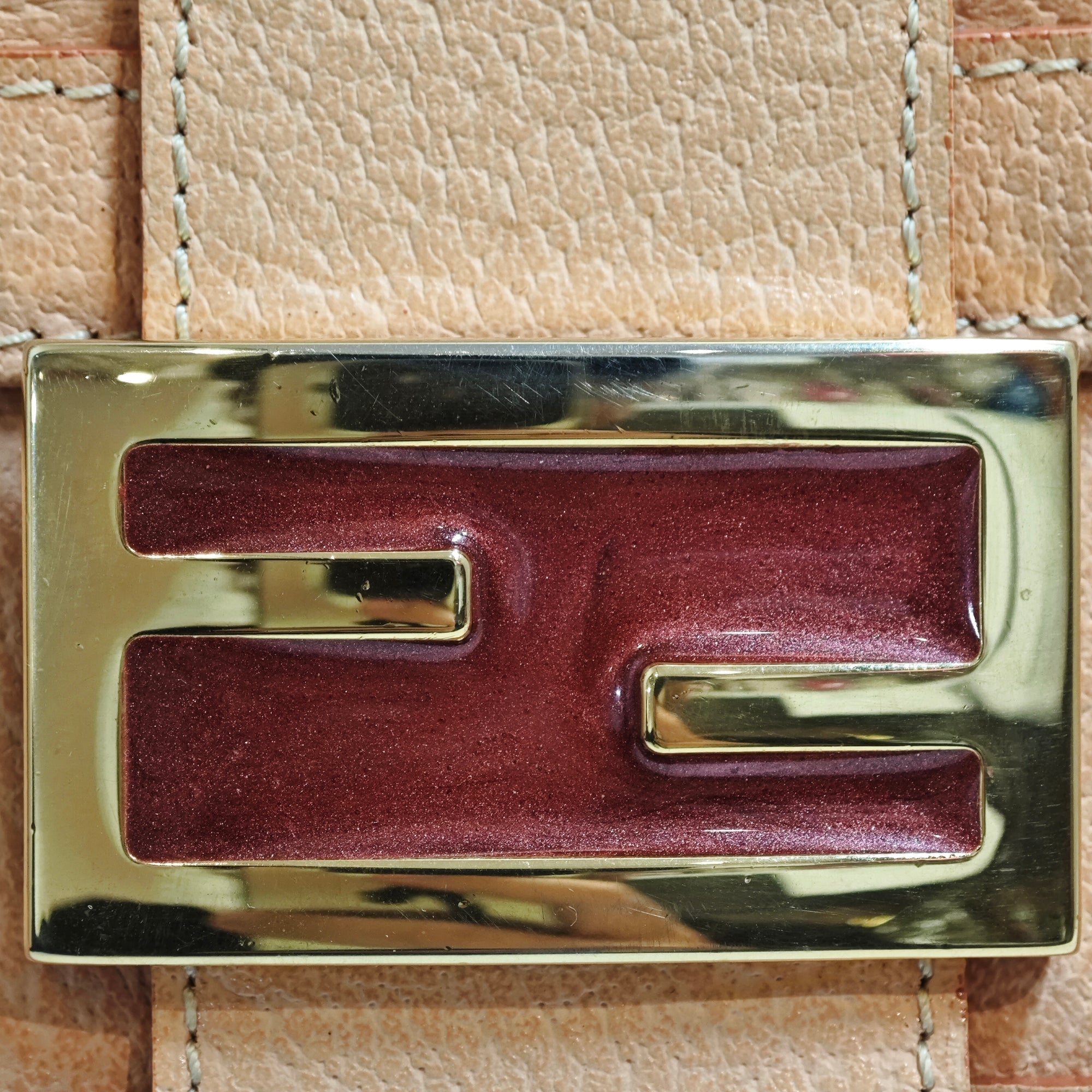 Orange Fendi Calfskin Baguette Shoulder Bag
