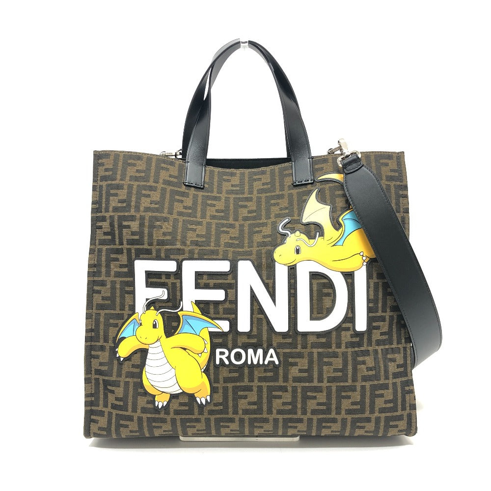 FENDI Tote Bag Canvas / leather Brown Zucca Pokemon Dragonite Women Used