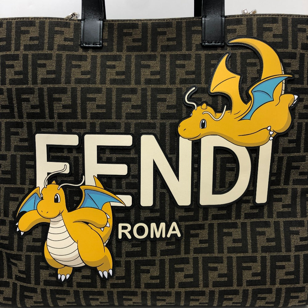 FENDI Tote Bag Canvas / leather Brown Zucca Pokemon Dragonite Women Used