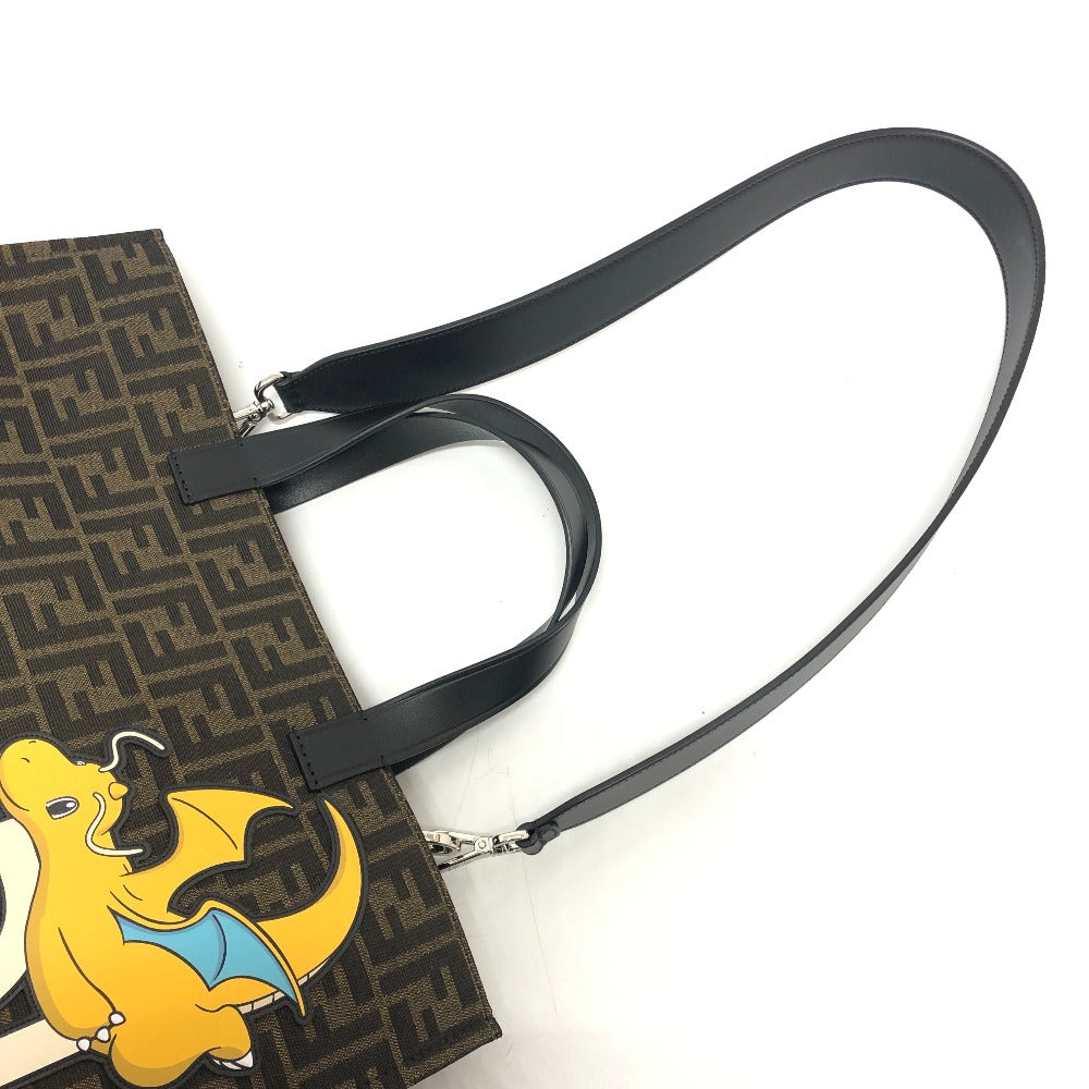 FENDI Tote Bag Canvas / leather Brown Zucca Pokemon Dragonite Women Used