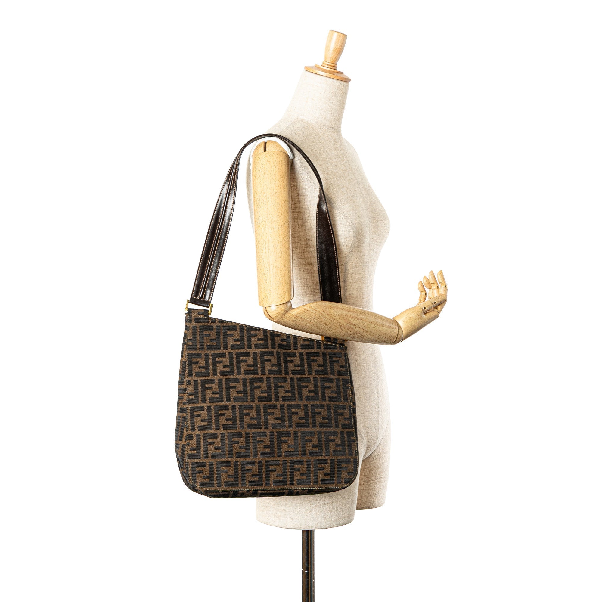 Brown Fendi Zucca Canvas Shoulder Bag