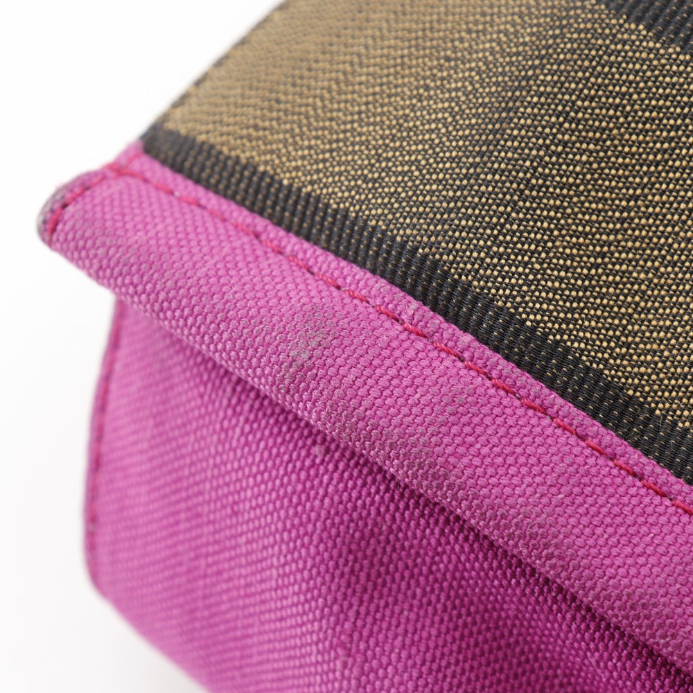 FENDI Handbag 8BH252 Nylon canvas Brown pink Pecan Pattern Tote Bag Women Used