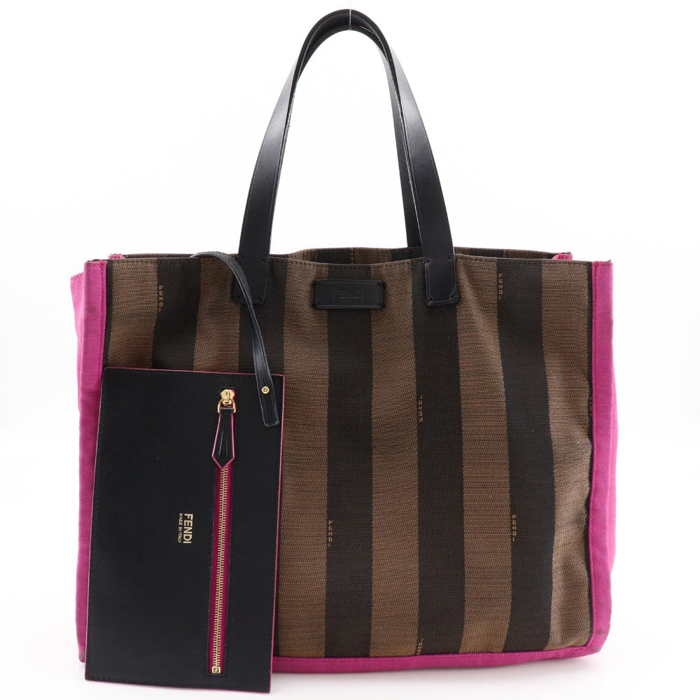 FENDI Handbag 8BH252 Nylon canvas Brown pink Pecan Pattern Tote Bag Women Used
